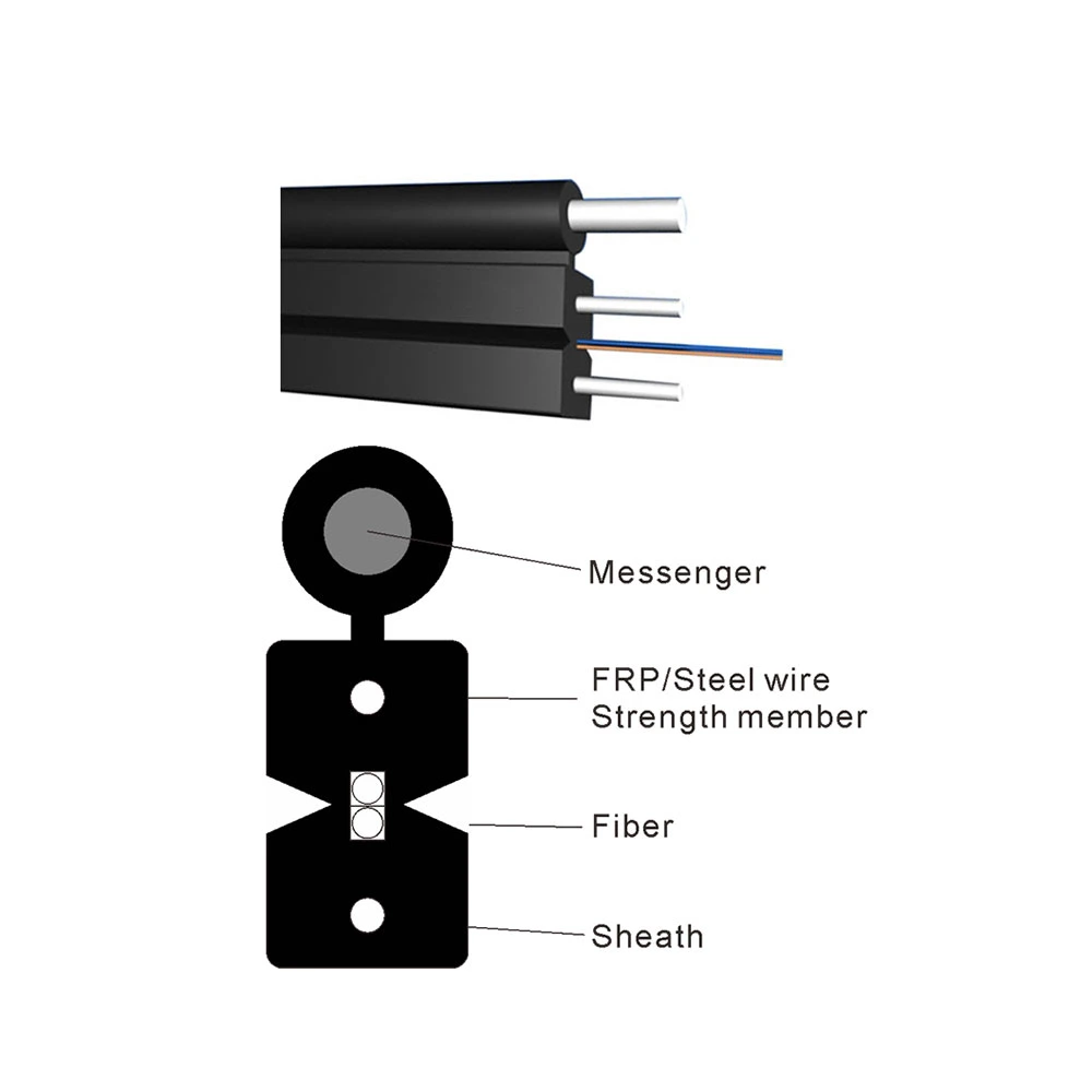 Fiber Optic Cable Single Mode G657A2 FTTH Drop Cable Flat Drop Cable
