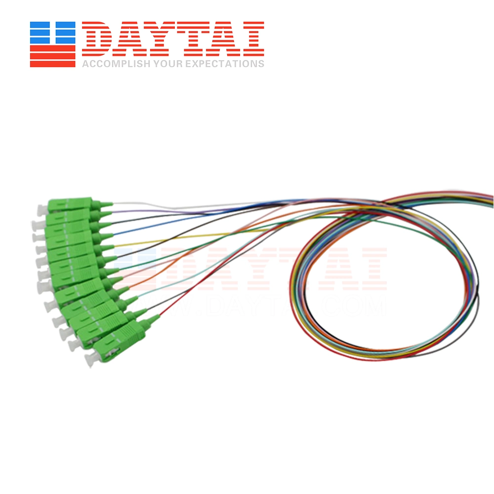 0.9mm LSZH Fiber Optic 12 Core Color G652D Sm FC LC Sc St APC Upc Pigtail