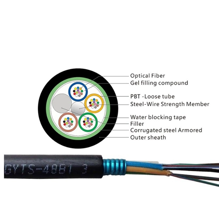 Fiber Optic Single Mode Loose Tube Armored 24 Core Duct Pipe Cable