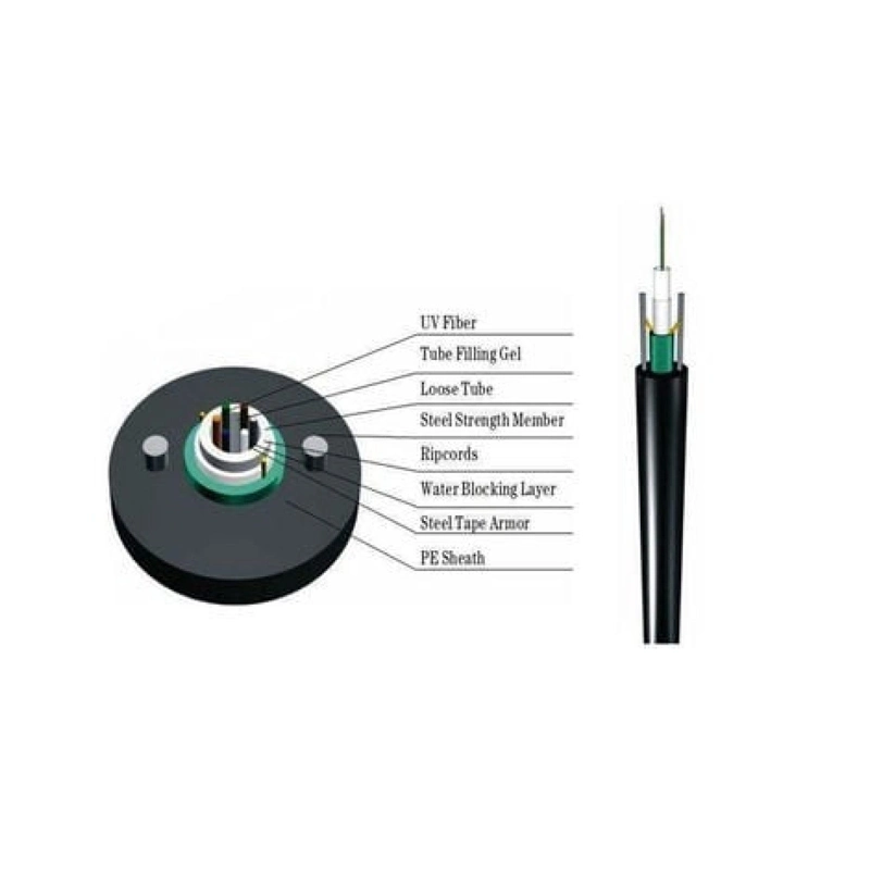 8.0mm 8 12 Core GYXTW-8b1 G652D Metalic Armored Fiber Optic Cable