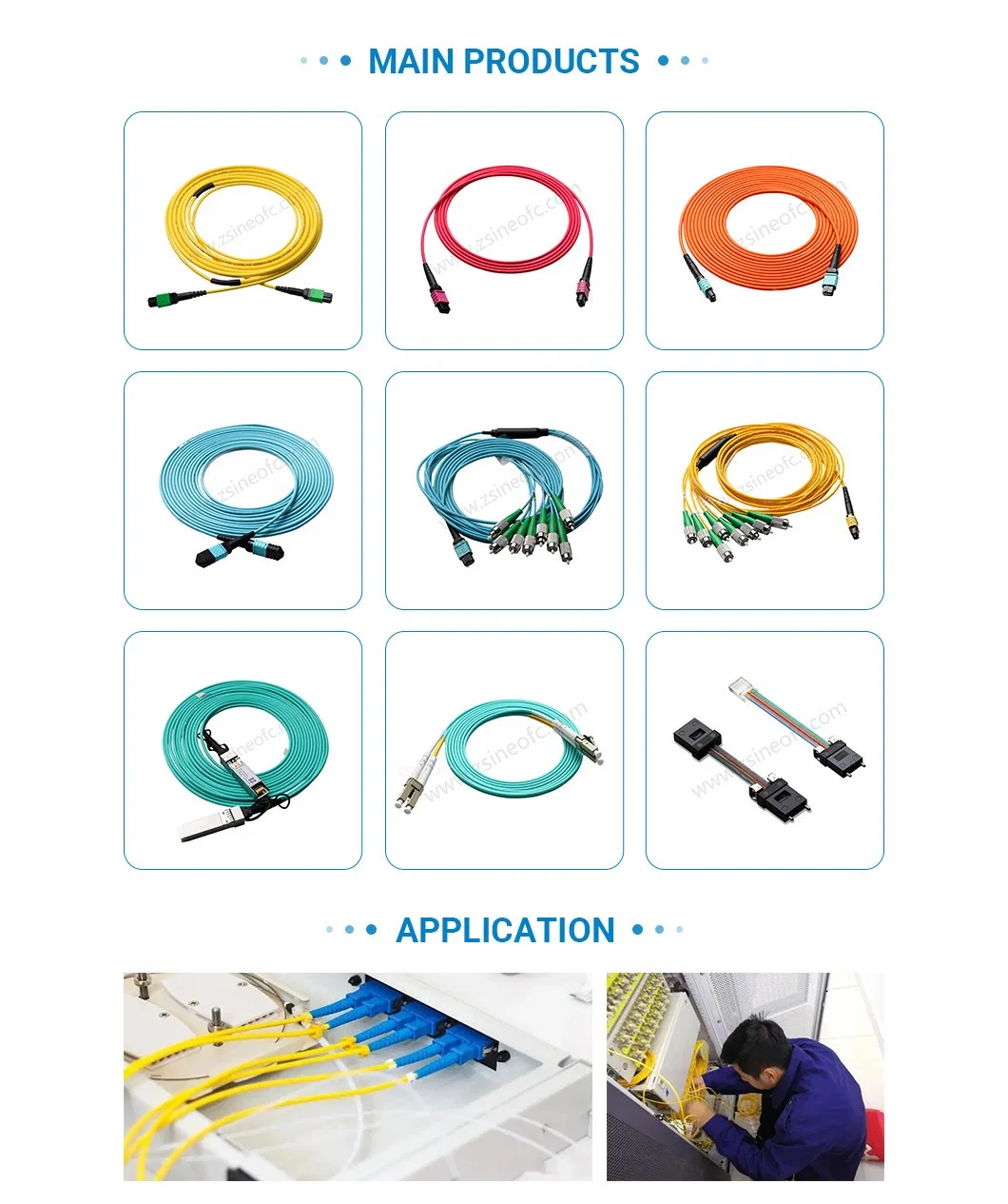 MPO-Dlc Cable Fanout Optical Fiber Cable Glass Fibre