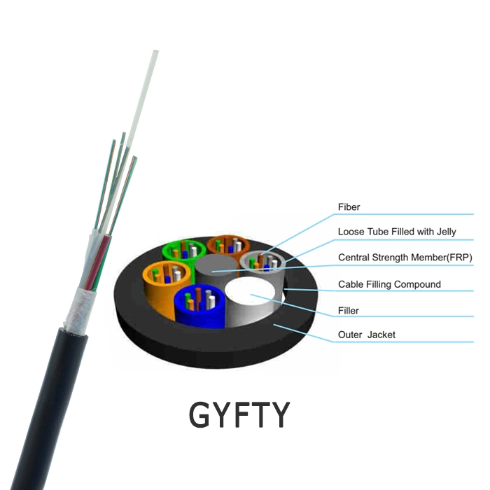 Stranded Loose Tube 24 Core 48 Core Single Mode Optical Fiber Cable GYFTY Aerial or Duct