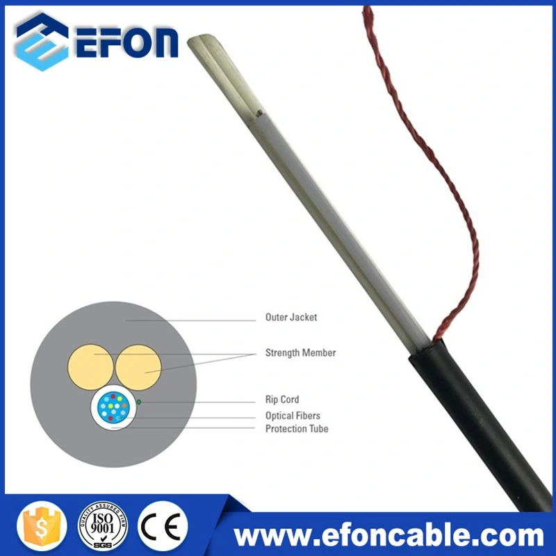Uni Loose Tube Unarmor Singlemode with Two FRP Round Type Fiber Optical Cable Outdoor Aerial Duct Lashed Cable