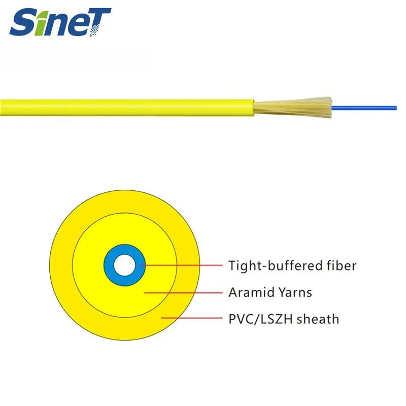 2.0mm 3.0mm Single Mode 1core Yellow Indoor Simplex Fiber Optical Cable