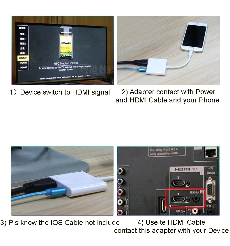 High Quality Lightning to HDMI Adapter Fo TV 1080P HD Digital AV Adapter Converter Cable