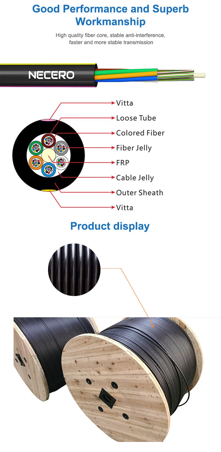 Aerial or Duct Applications All-Dielectric Type 4-288 Cores Optical Fiber Micro Cable Single Mode Fiber GYFTY/Mini ADSS Cable