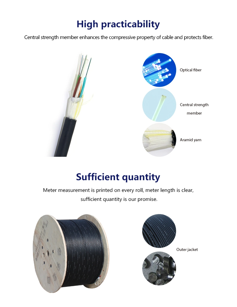 Kevlar Yarn Water-Blocking Aerial 12 Core Fiber Optic Cable ADSS