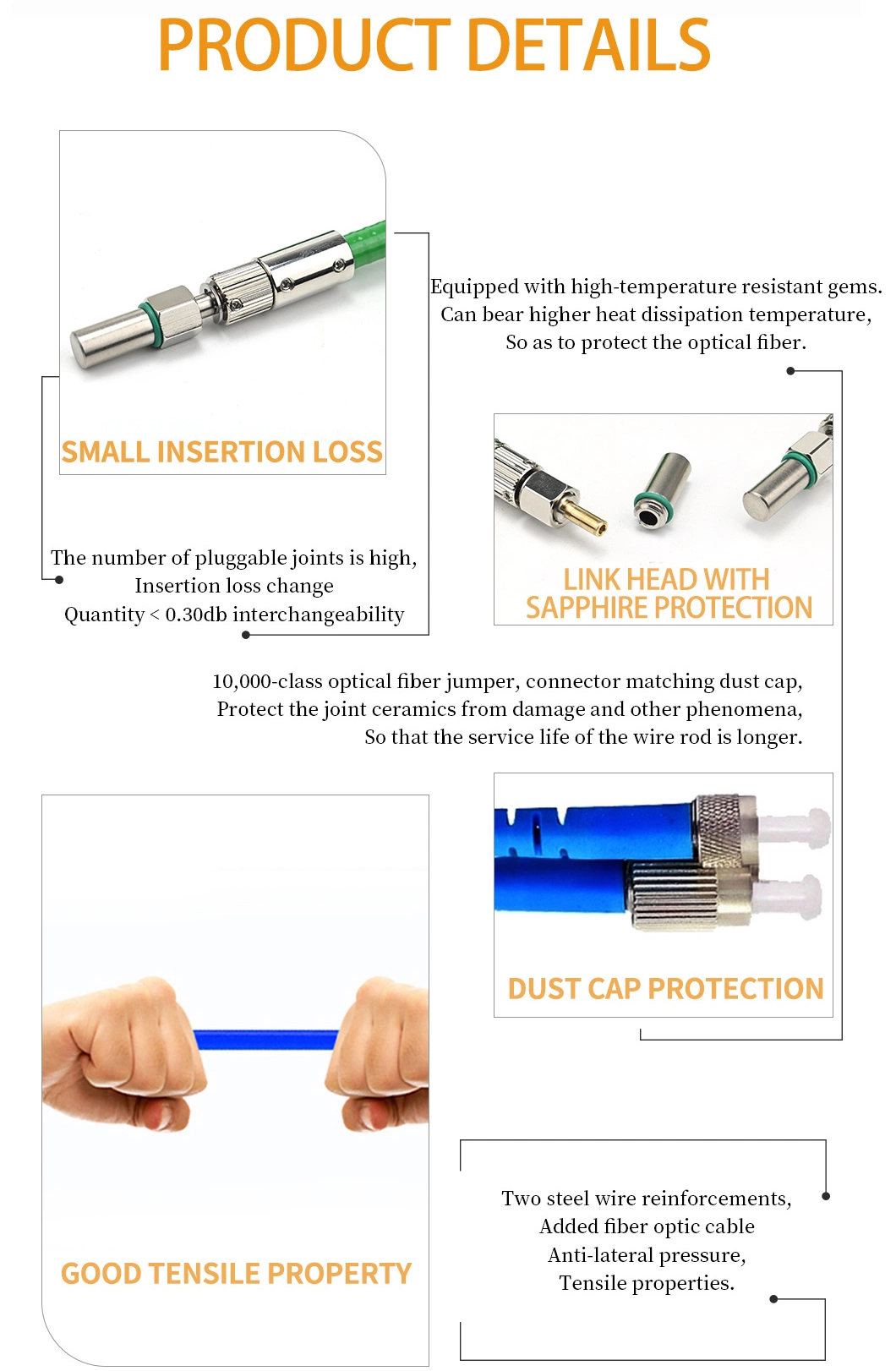 D80 Laser Energy Fiber Armored Patch Cord Gi400e Gi600e High Power