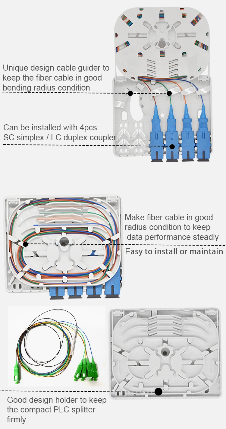 Gcabling Fiber Optic Cable Terminal Box 4 Port DOP Cable Fiber Optic Face Plate