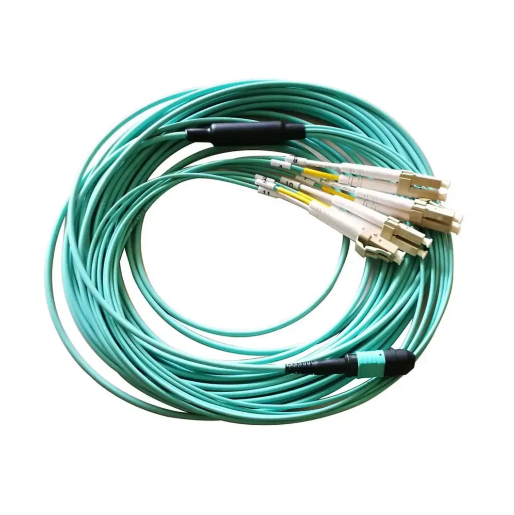 MPO to LC 8/12 Fibers Om3 50/125 Multimode MPO-8LC Fiber Optic Patch Cord Breakout Cable