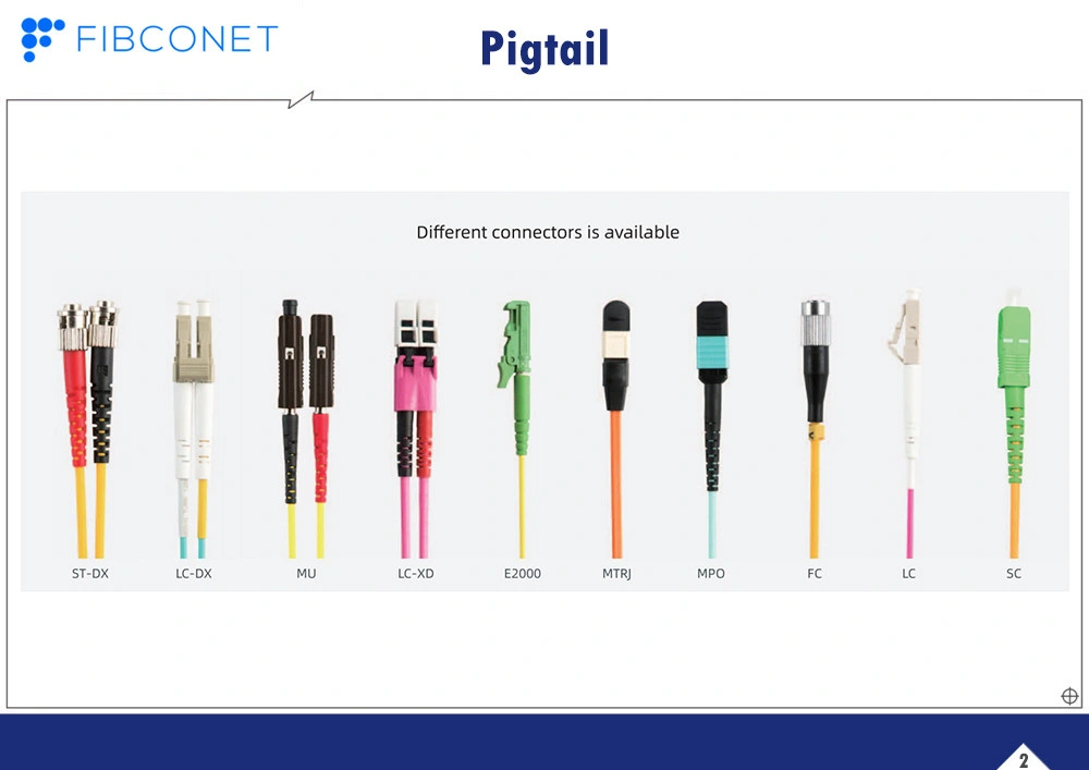 FTTH 0.9/2.0/3.0mm Fiber Optic Sc APC Single Mode Ethernet Pigtail