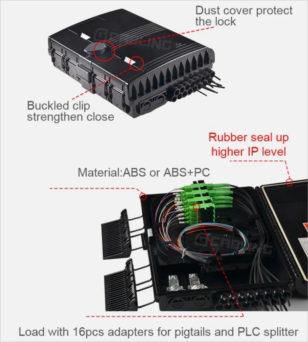 Gcabling FTTH Fiber Optic Box Wall Mount Distribution Box Price Outdoor Fiber Splice Box on Pole Wall Mount Fiber Termination Box for Fiber Optic Cable Use
