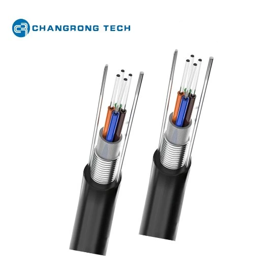 ISO9001 Certified Single Jacket Direct-Burial Fiber Optic Cable GYXTW 2-12 Cores