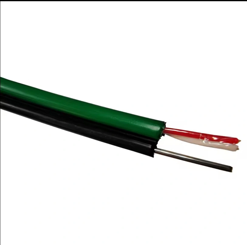 Telephone Cable 2 Core with Messenger Drop Cable Strip 0.5*2 Outdoor Drop Wire with Green Strip for Telecommunication