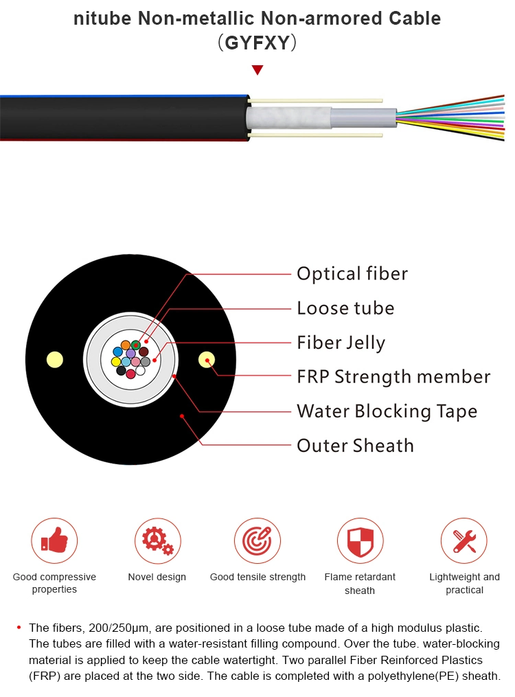 High Quality 4/12core Sm/mm Optical Fiber Cable Gyfxy for CCTV