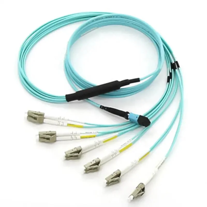 Best Price Om3 Aqua Patch Cord MPO to LC Fiber Optic Jumper