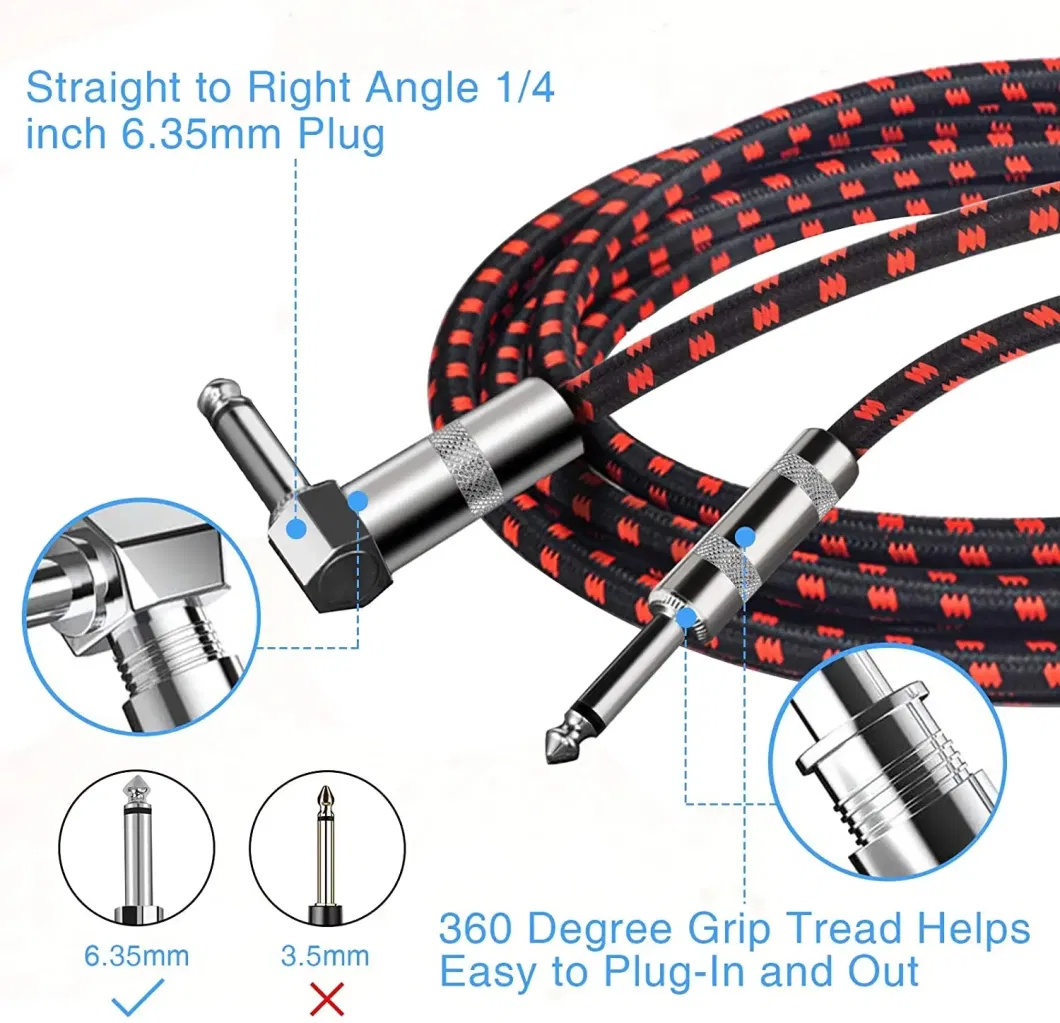 Low Noise 6.35mm 1/4 Audio Music Instrument Guitar Patch Cable