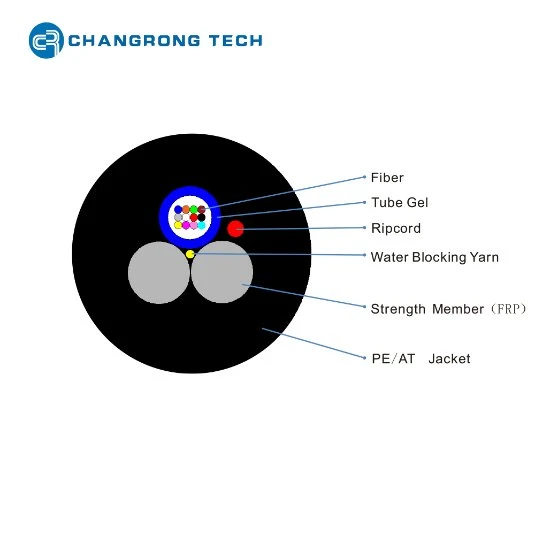 Black 4core 6core 8core 12core 24 Fo Fiber Optic Cable for Aerial Applications