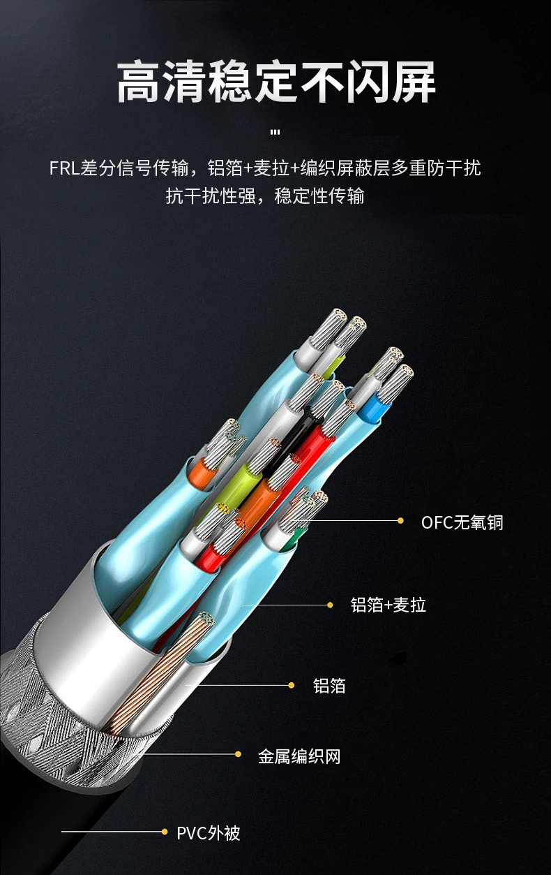 OEM/ODM Type C to HD 8K HD Optical Fiber Cable Zinc Alloy Case with 8K30Hz 4K120Hz Cable