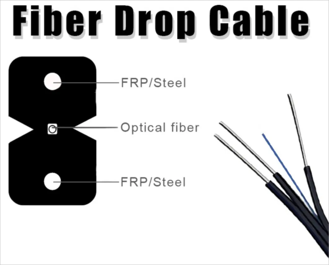 1 Sx Core Drop Optical Outdoor Indoor Single Mode Drop FTTH Fiber Optic Cable