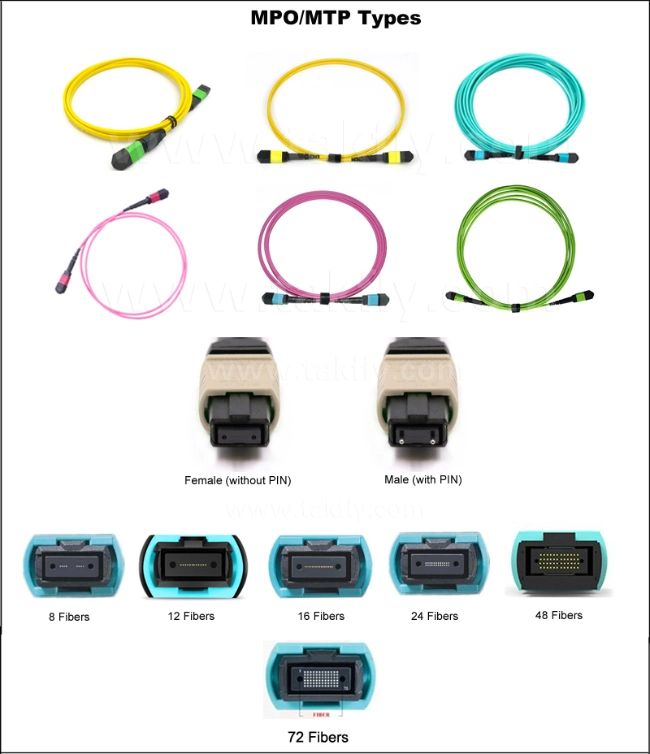 Aqua MPO Fiber Patch Cord Multimode mm 3mm Data Center MPO MTP Cable