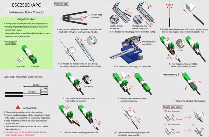 FTTH Sc APC/Upc Field Assembly Quick Connector Fiber Optic/Optical Connector Fast Connector for Drop Cable