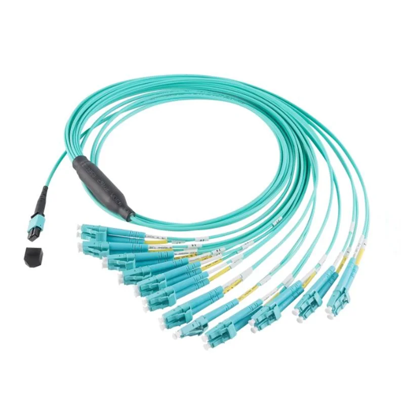 Best Price Om3 Aqua Patch Cord MPO to LC Fiber Optic Jumper