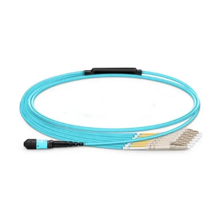 Best Price Om3 Aqua Patch Cord MPO to LC Fiber Optic Jumper