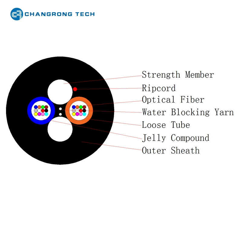 Black 4core 6core 8core 12core 24 Fo Fiber Optic Cable for Aerial Applications