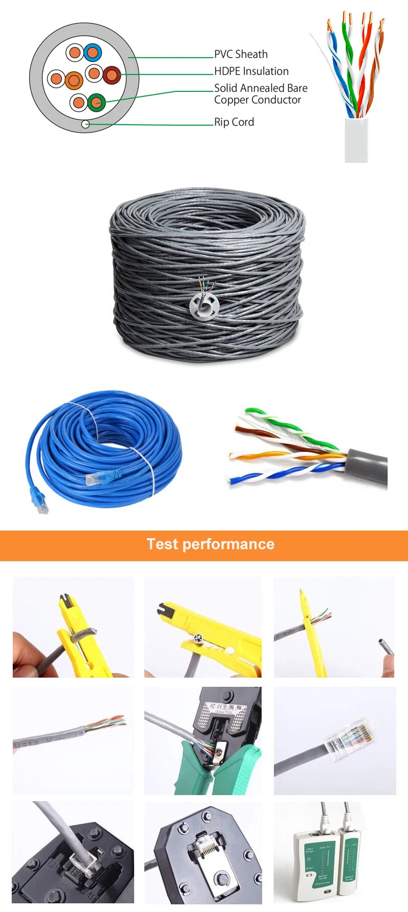 Communication Cable 24AWG UTP Cat5e LAN Cable for Indoor Use Network Cable Data Cable Cu/CCA