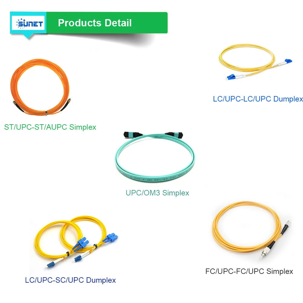 Single Mode Fiber Optic Jumper Sc LC FC St Connector, Simplex &amp; Duplex