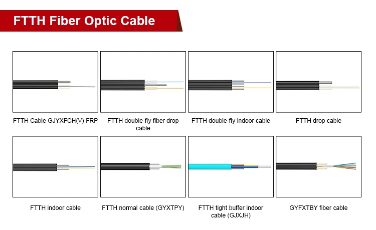 China Hanxin Supplier 1 2 4 Core Indoor Use FTTH Drop Fiber Optical Cable Fibra Communication Galvanized Steel /FRP/Kfrp