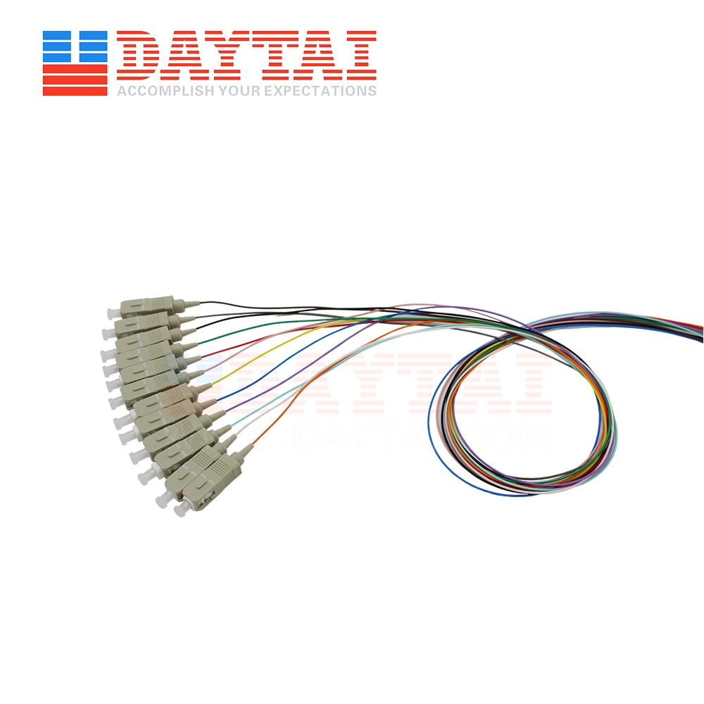 0.9mm LSZH Fiber Optic 12 Core Color G652D Sm FC LC Sc St APC Upc Pigtail