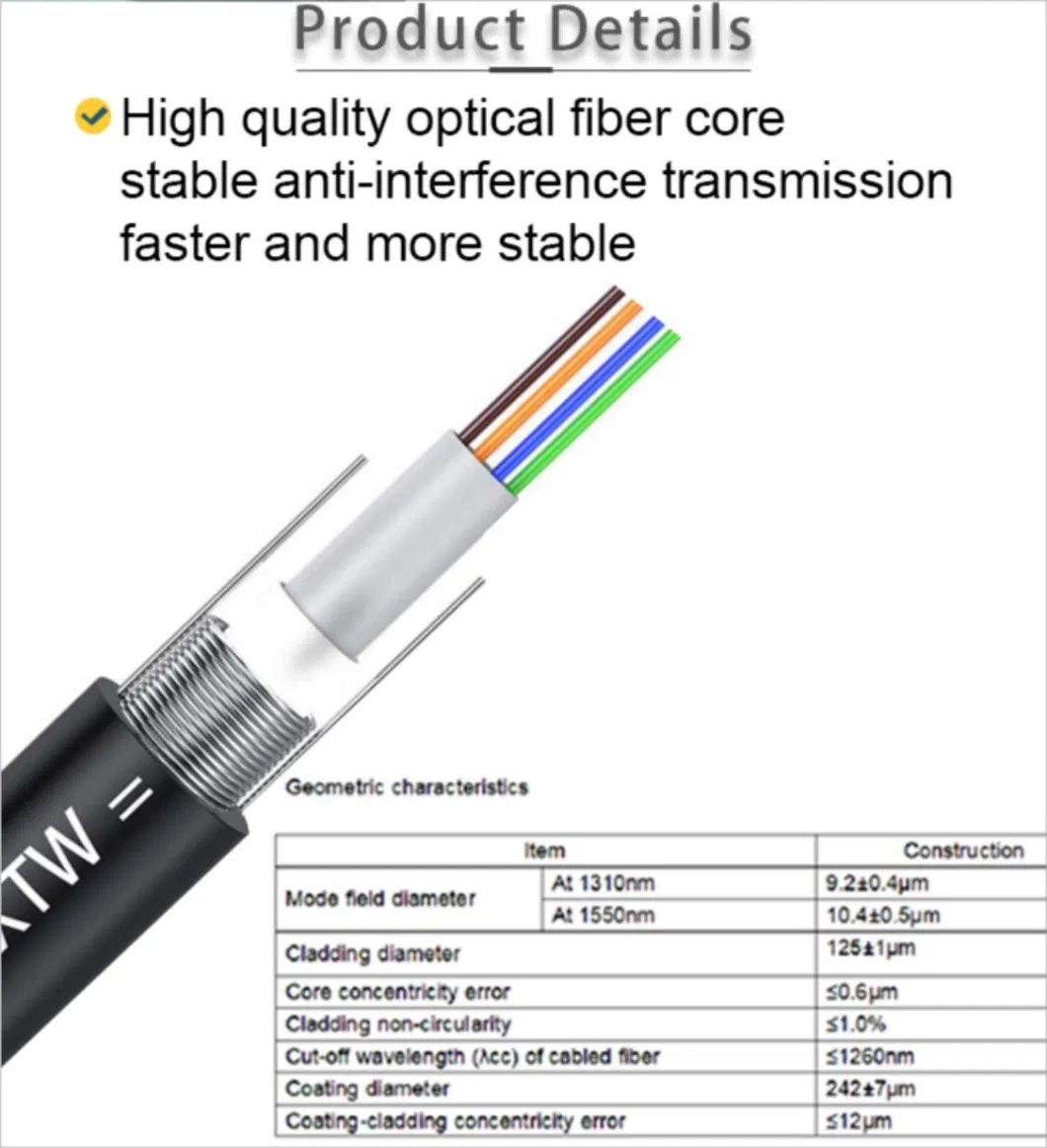 Gcabling Indoor Outdoor Types GYXTW GYTS ADSS Fiber Optical Cable Price Single Mode G652D Internet Telecommunication Fiber Optic Cable