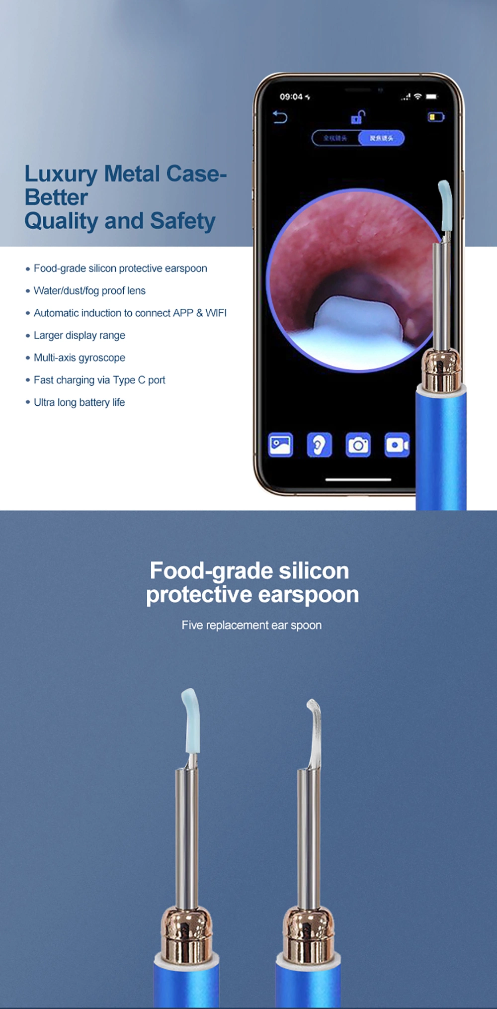 Otoscope Mini Camera Pen Wireless WiFi Ear Pick 1080P Digital Otoscope for Ios Android Smartphone APP