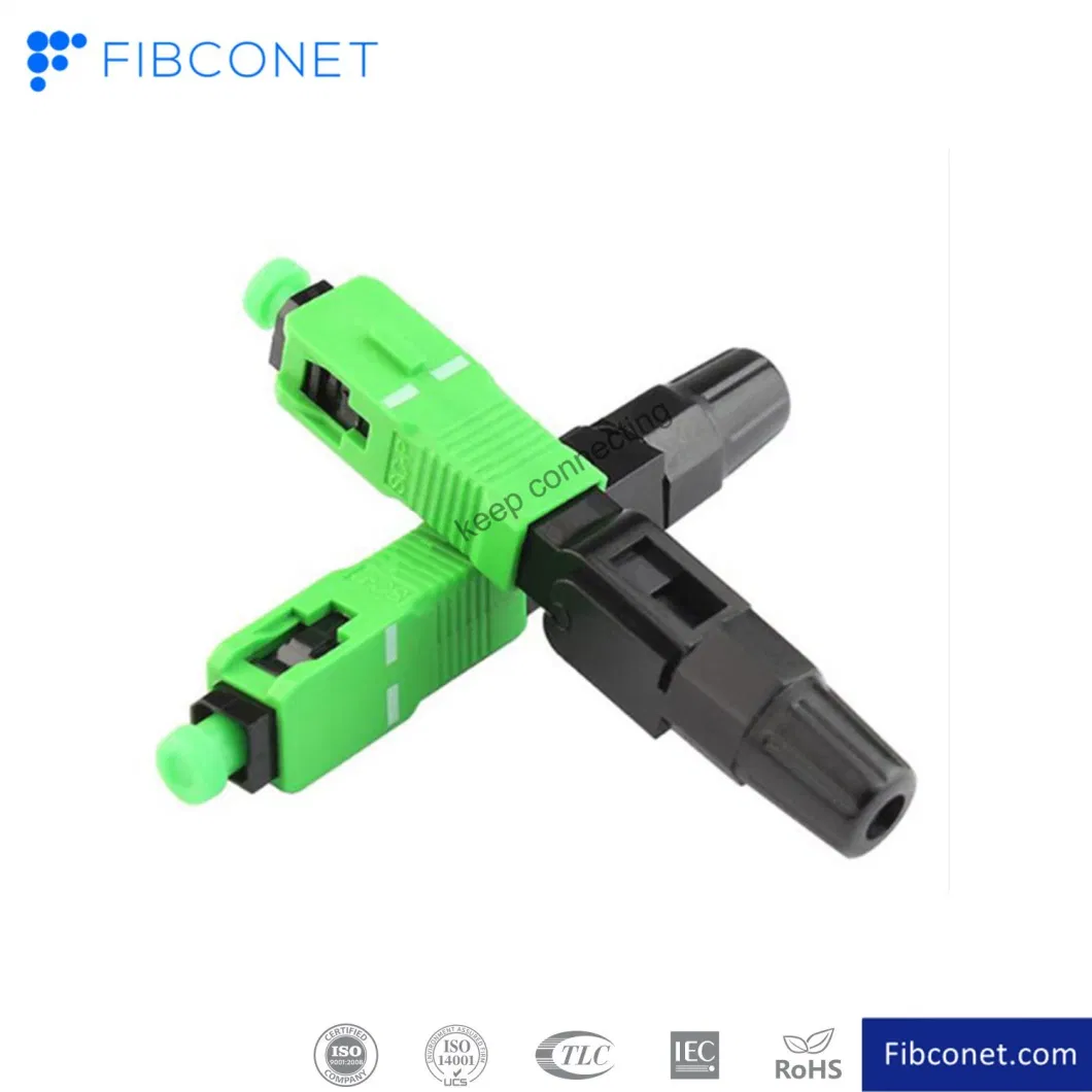 Fiber Optic Equipment FTTH Single-Mode Sc APC Plastic Quick Fast Connector