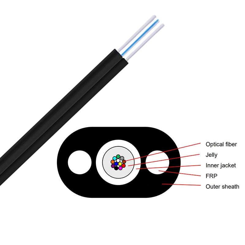 Steel/FRP Strength Member FTTH Drop Fiber Cable 12 Core