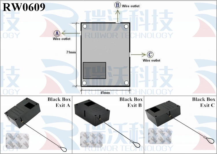 Retail Shop Display Anti Theft Pull Box Retractable Steel Cable Box for Retail Product Advertising Display