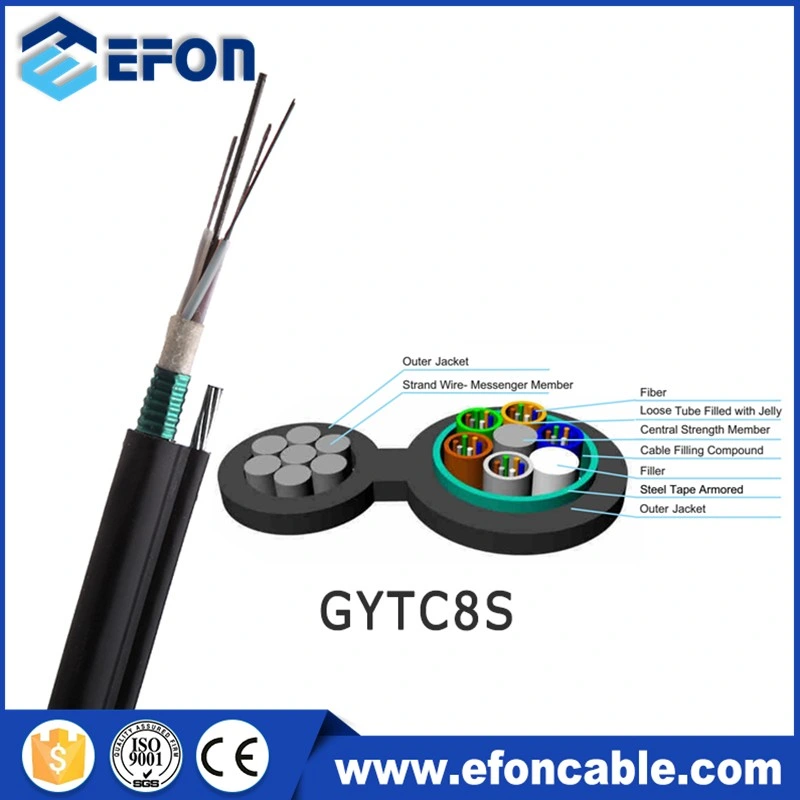 China Metallic GYTC8S Figure8 24 Core Multimode Fiber Optic Cable with Steel Wire Self-Supporting