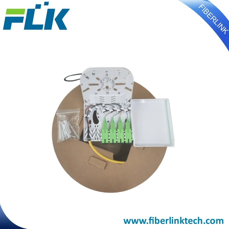 Pre-Assembled FTTH Pre-Terminated Fiber Wall Outlet Sc Ont Kits 2 Ports 4 Ports Pto Box Fiber Optic Outlet with Drop Cable