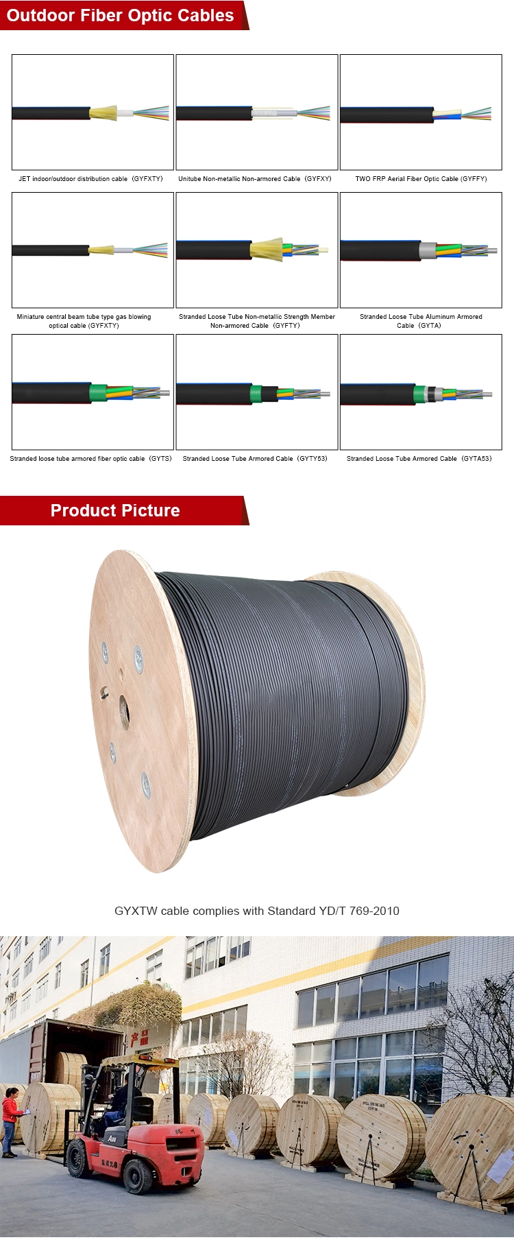 Custom Wholesale GYXTW Corning Single Mode Armor Optical Fiber Cooper Cable