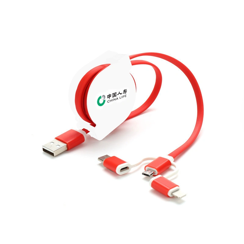 Advertising Logo Telescopic Type-C for Apple Android 3in1 Charging Unit Cable