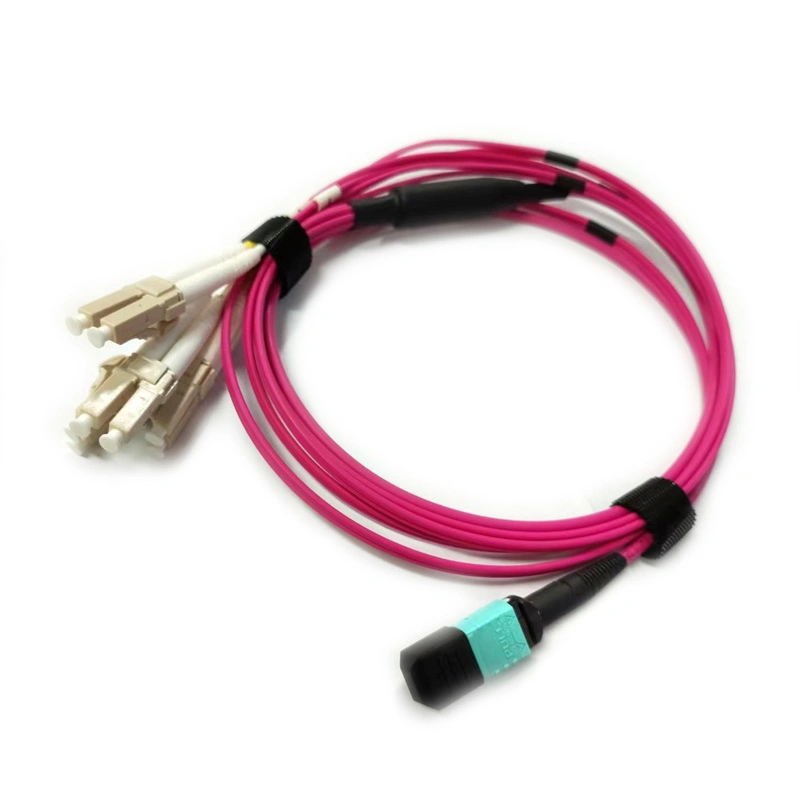 Realsea MTP8 Core Fiber Optic Patch Cord 8 Female to LC Multi Fiber MPO Trunk Cable Qsfp Optical Module Connection Line