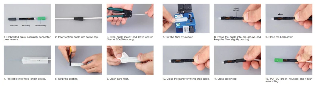 FTTH Sc/APC Quick Assembly Connector Sc Fiber Fast Connector 53mm Optical Mechanical Connector for Optic Cable Connection