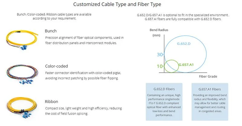 Sm Sc/APC LC/APC St Sc E2000 0.9mm Fiber Optic Pigtail with 1.5meter