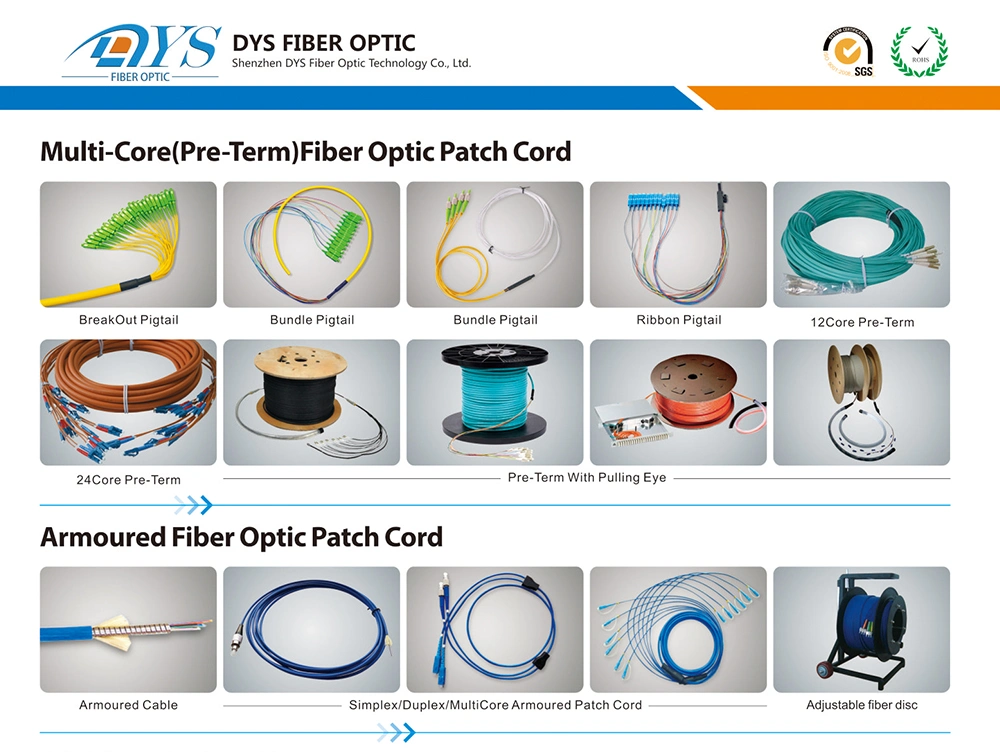Factory 4 Core Fiber Optic Cable Sc/APC - Sc/APC 4.8mm Pre-Terminated Cable Sm Breakout Cable Patch Cord