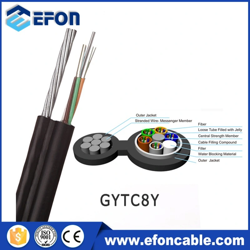 China Metallic GYTC8S Figure8 24 Core Multimode Fiber Optic Cable with Steel Wire Self-Supporting