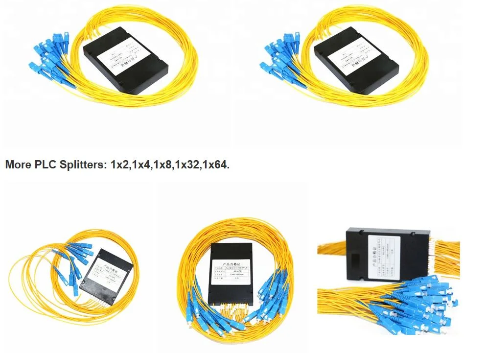 1X8 PLC Optic Fiber Splitter ABS Box Package 3.0mm Cable Sc/APC Connector