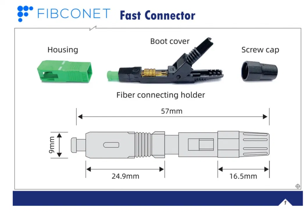 FTTH LC APC Single Mode Optical Fast Connector with Blister Box Packing