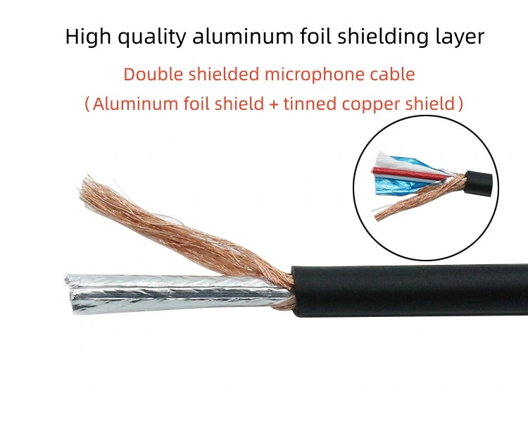 Mic Cable 2core Copper Conductor Microphone Connection Cable Cover CCA/Copper Shielth Cable Low Noise Cable OFC Microphone Cable